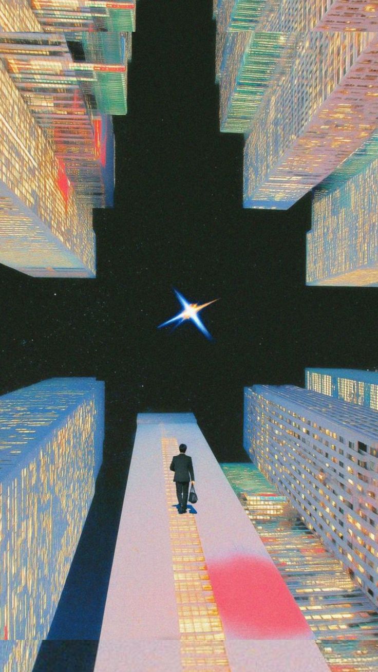 Retrofuturist cityscape